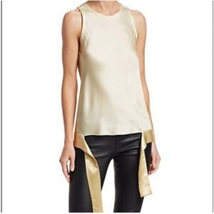 Helmut Lang Cream Sleeveless silk Blouse